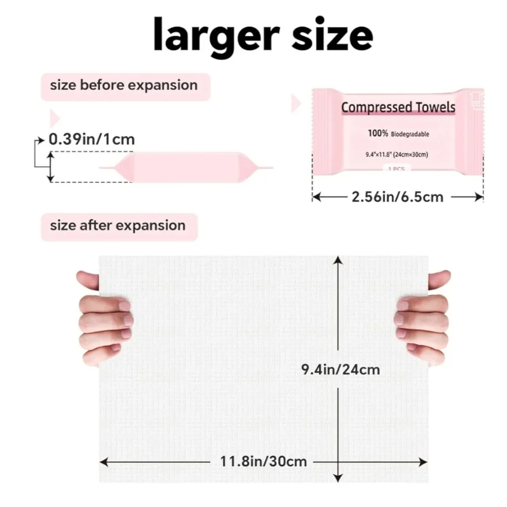 Biodegradable Compressed Towels 6 Pack For Camping, Travel, Or Emergencies